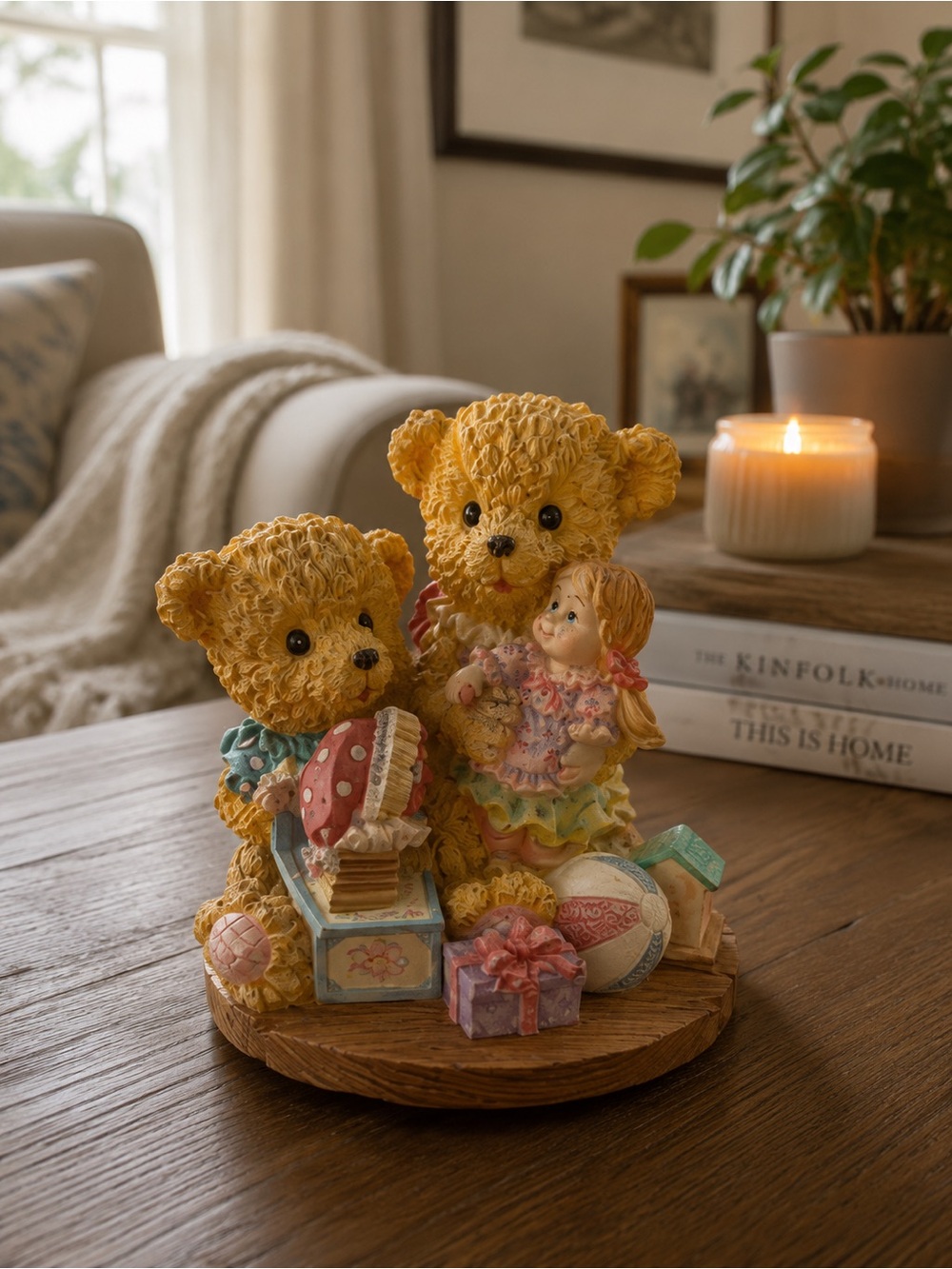 Vintage Teddy Bear Collectable Music Box Plays-WORKS
